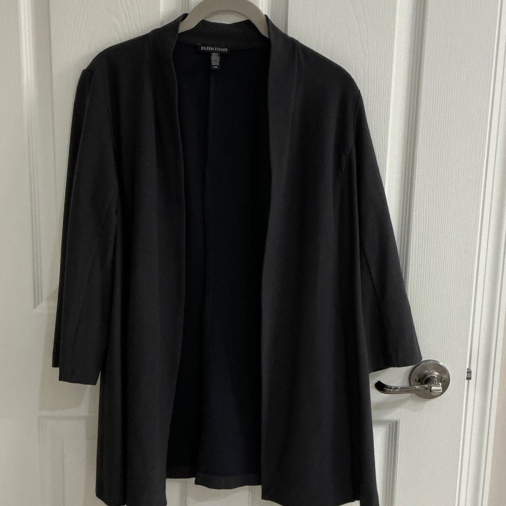 Eileen Fisher Charcoal Gray Open Front Jacket